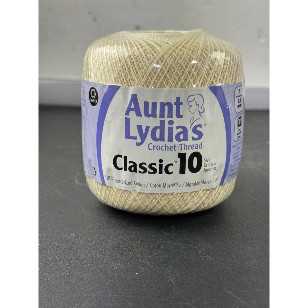 Aunt Lydias Classic 10 Crochet Thread Cream 100% Mercerized Cotton 350 Yds
